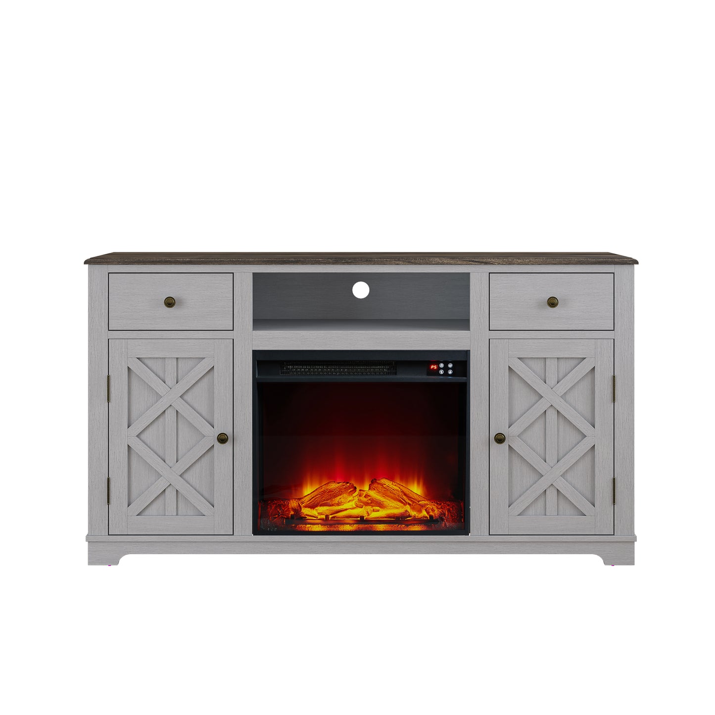 Festivo FTS23227 60" TV Stand with 23" Electric Fireplace-Grey