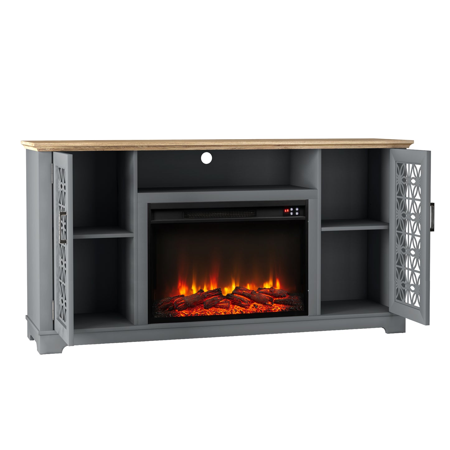 Festivo FTS23521 60" TV Stand with 26" Electric Fireplace-Grey