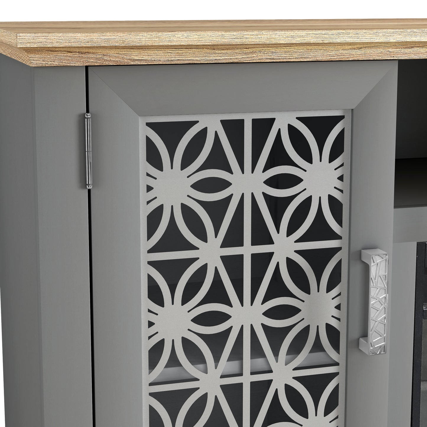 Festivo FTS23521 60" TV Stand with 26" Electric Fireplace-Grey
