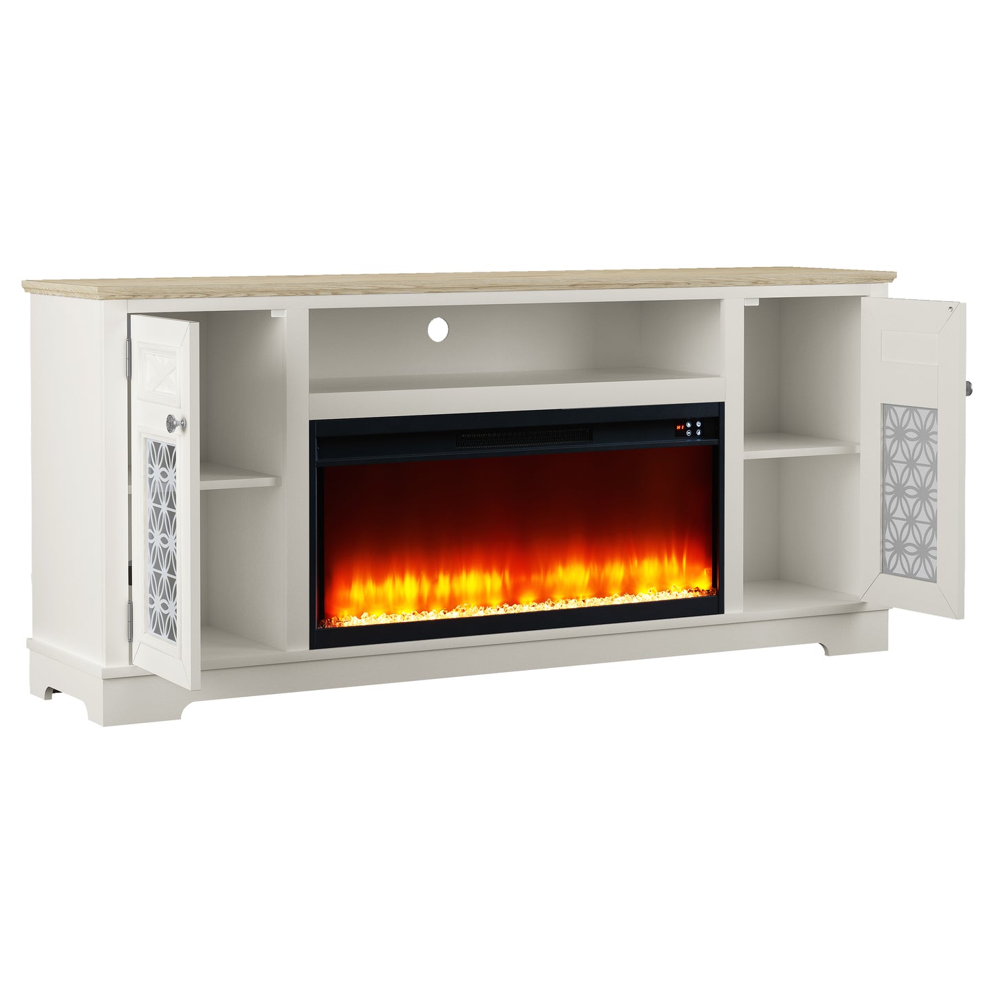 Festivo FTS24273 70" TV Stand with 36" Electric Fireplace-White