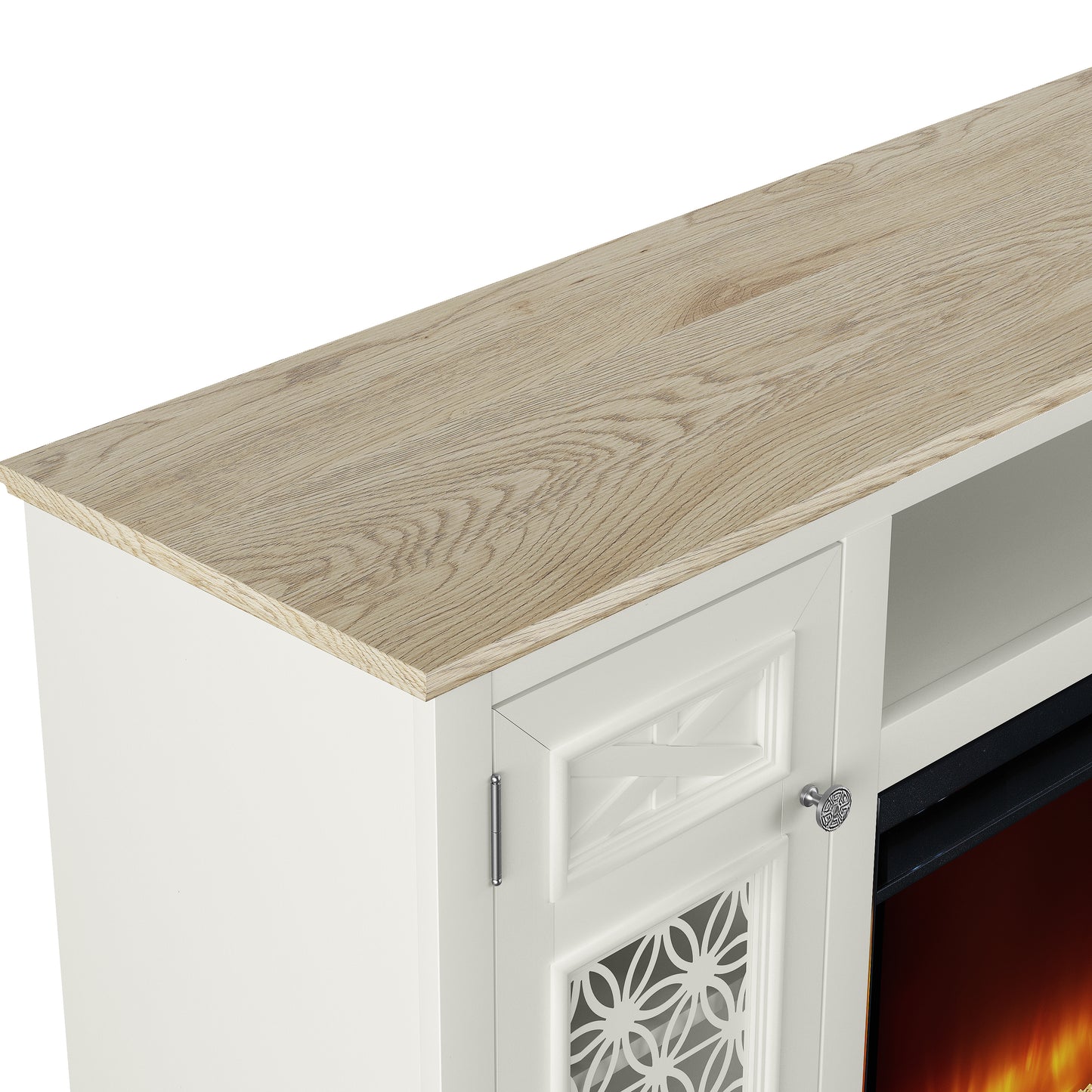 Festivo FTS24273 70" TV Stand with 36" Electric Fireplace-White
