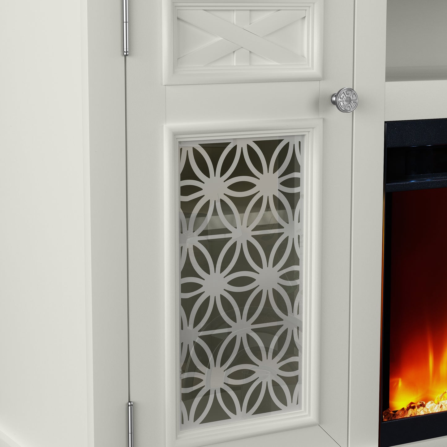 Festivo FTS24273 70" TV Stand with 36" Electric Fireplace-White