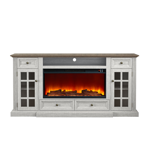 Festivo FTS24276 73" TV Stand with 36" Electric Fireplace-OffWhite