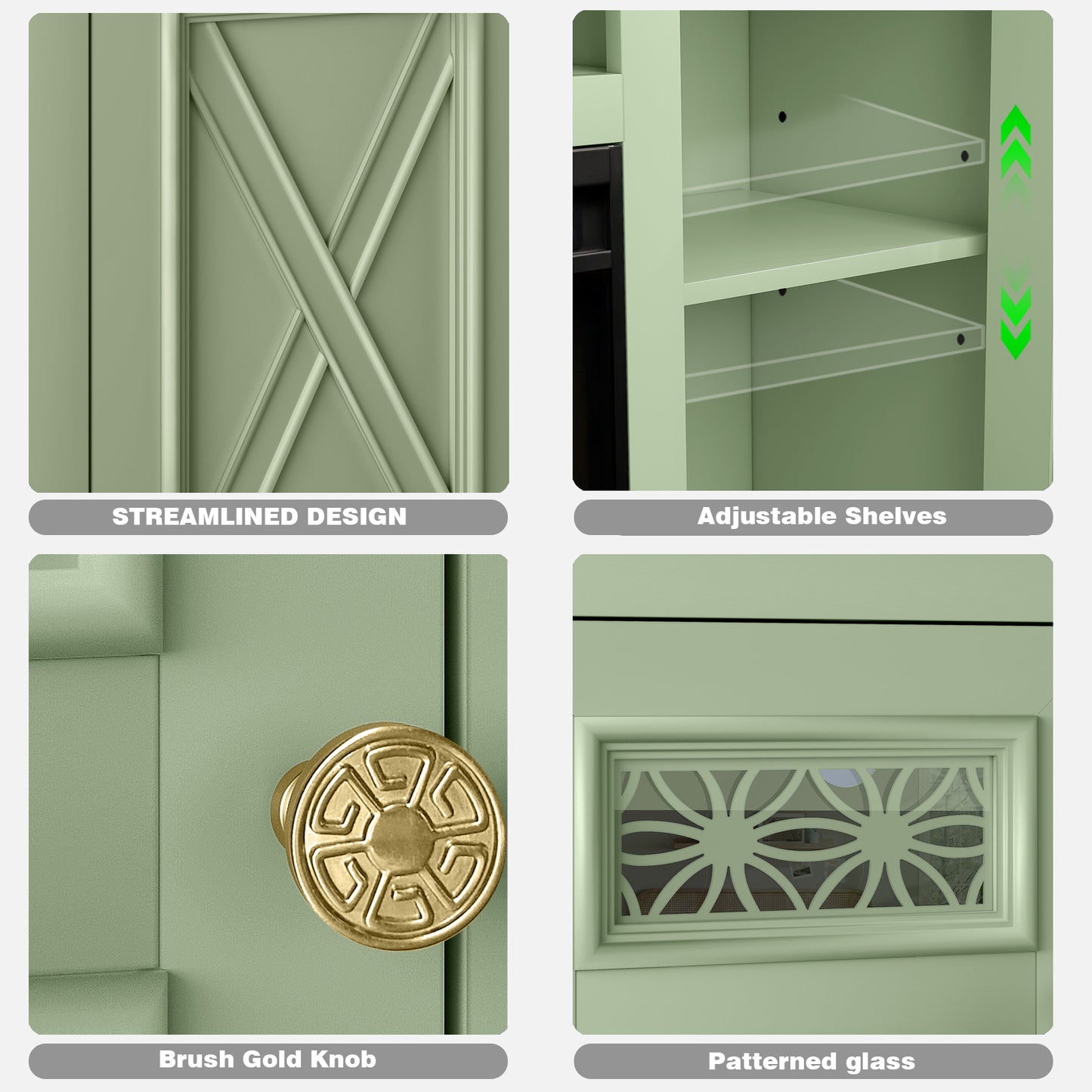 Festivo FTS24281 61" TV Stand with 26" Electric Fireplace-Green