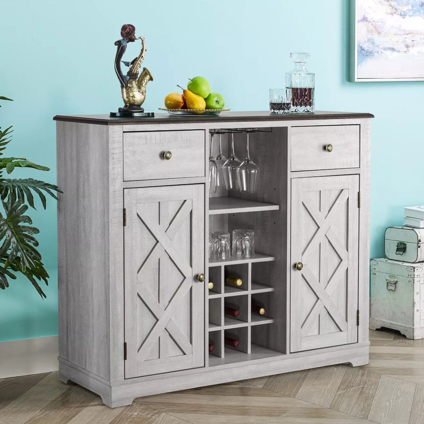 Festivo FWC20103 47" Wine Cabinet-Offwhite
