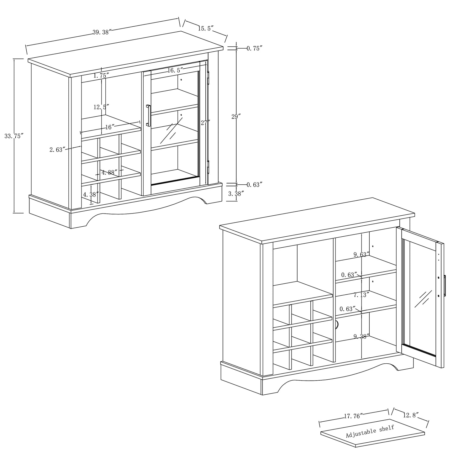 Festivo FWC21161 39" Wine Cabinet-White