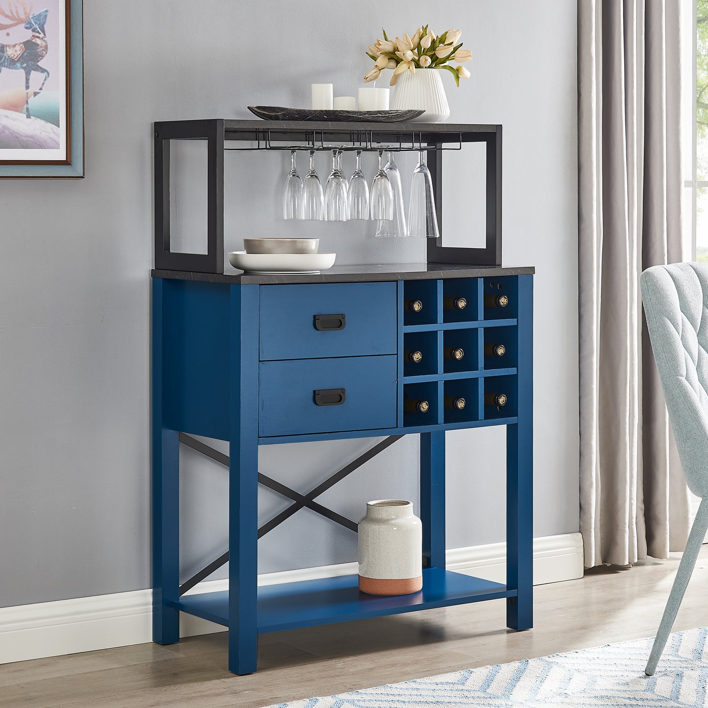 Festivo FWC21170 32" Wine Cabinet-Blue