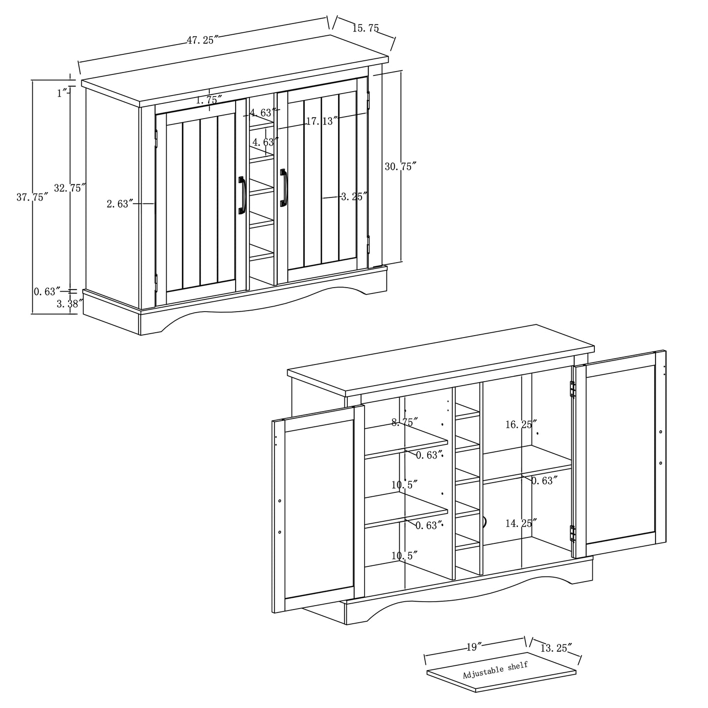 Festivo FWC21181 47" Wine Cabinet-White