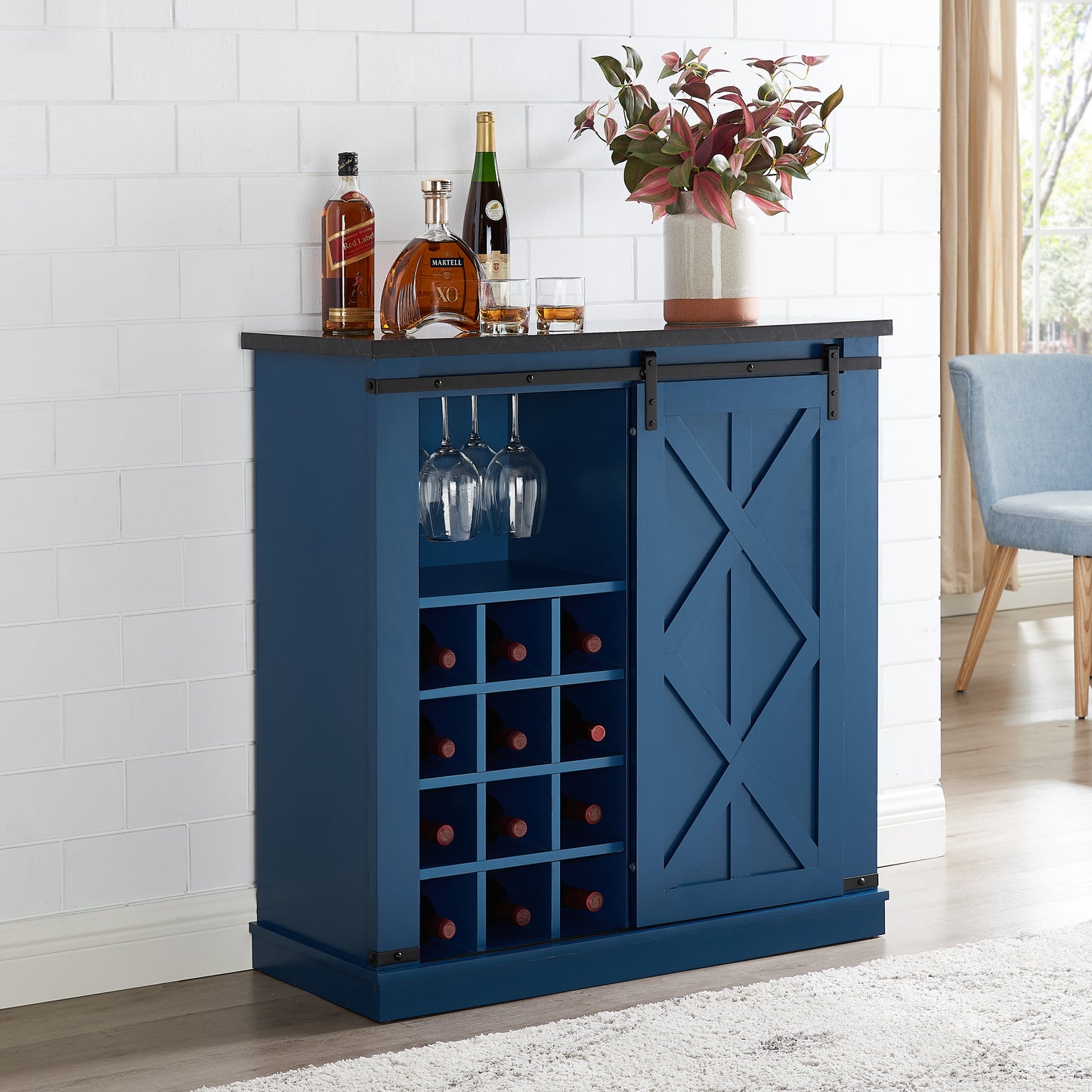 Festivo FWC21190 37" Wine Cabinet-Blue