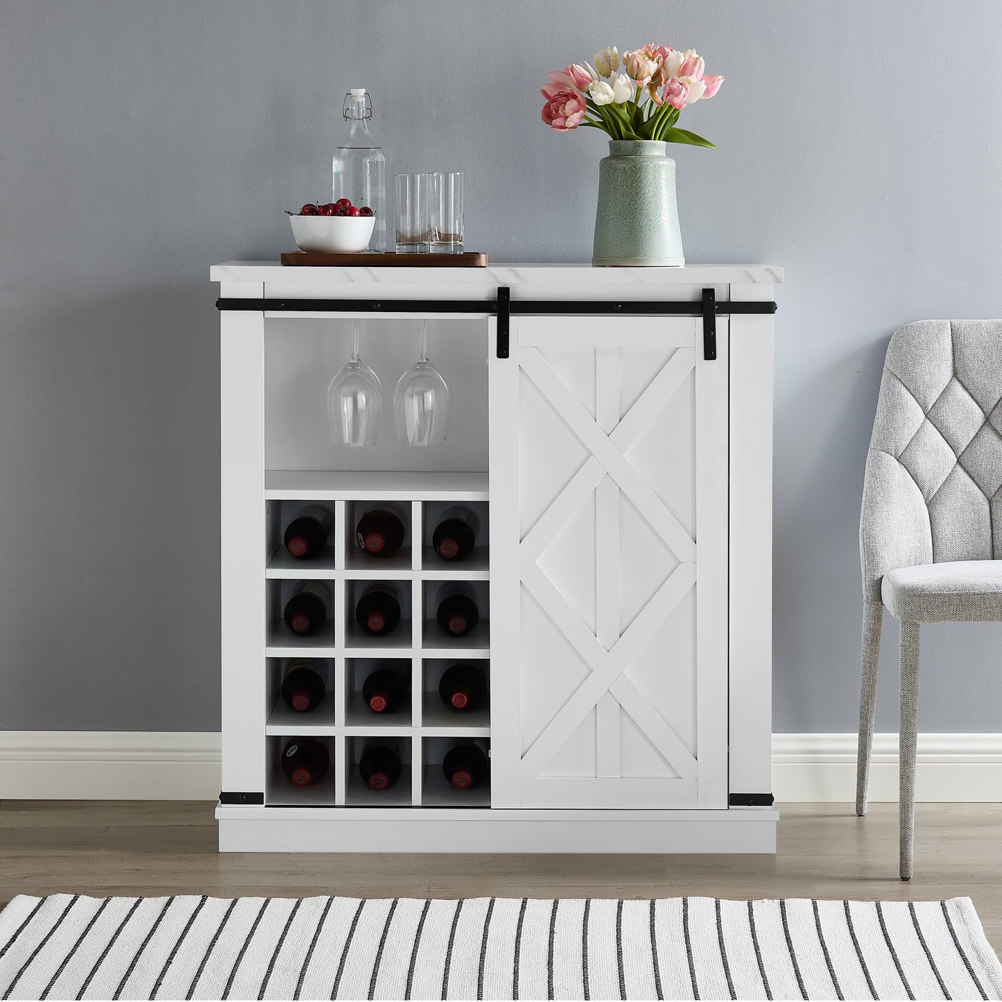 Festivo FWC21191 37" Wine Cabinet-White