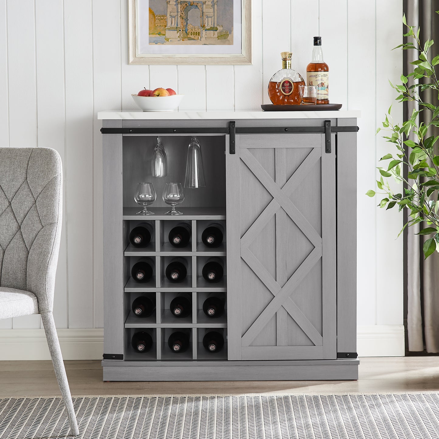 Festivo FWC21192 37" Wine Cabinet-OffWhite
