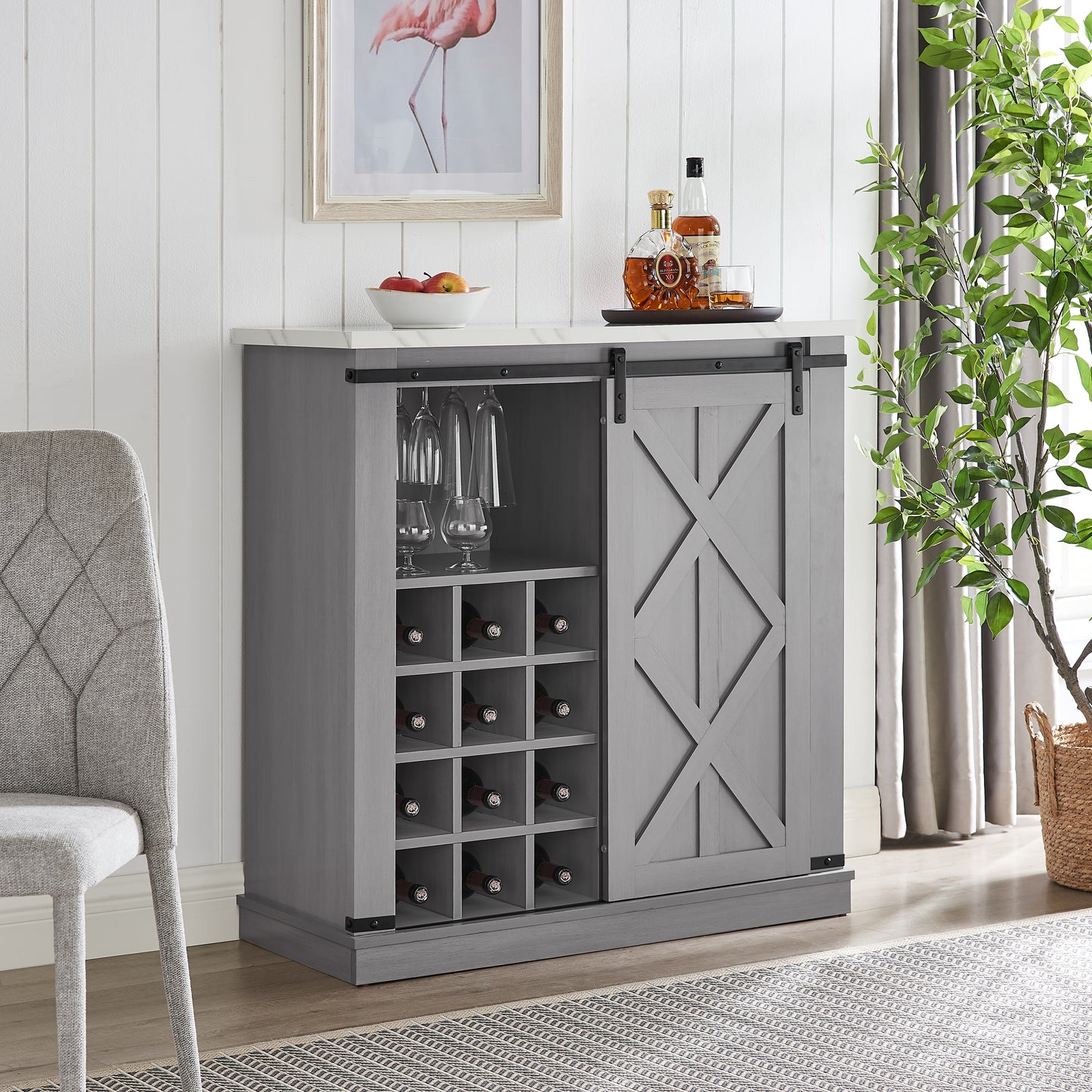 Festivo FWC21192 37" Wine Cabinet-OffWhite