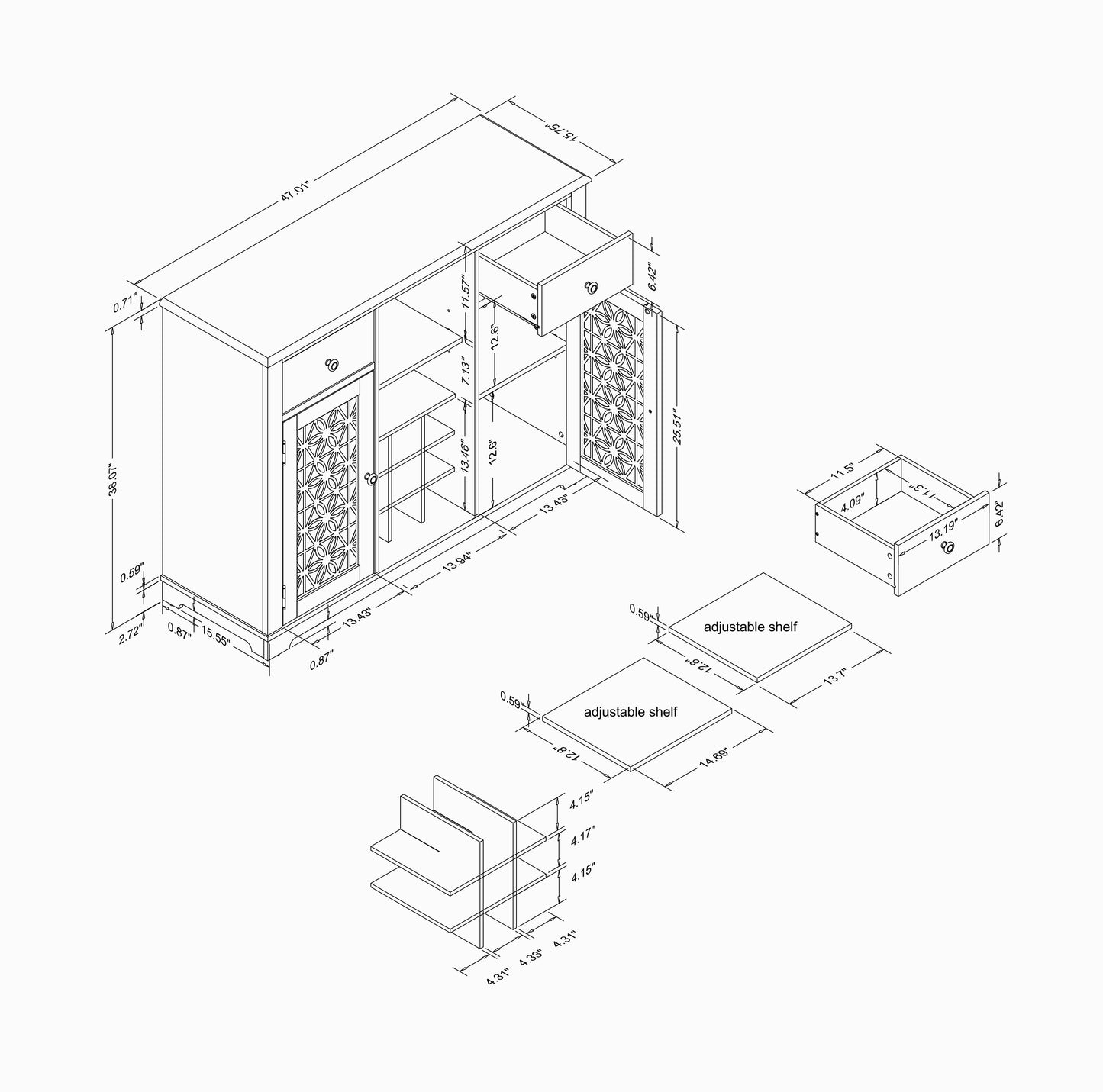 Festivo FWC23318 47" Wine Cabinet-White