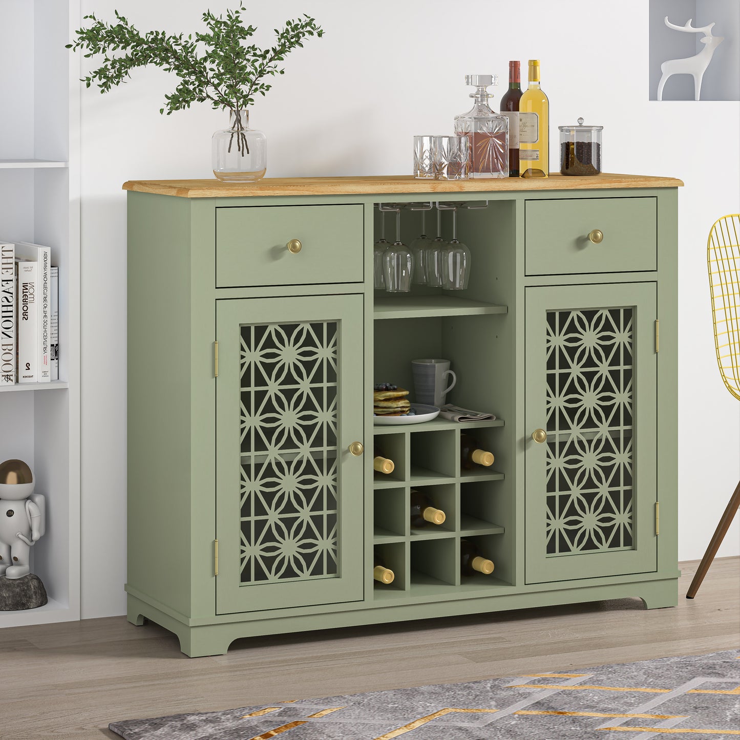 Festivo FWC23319 47" Wine Cabinet-Green
