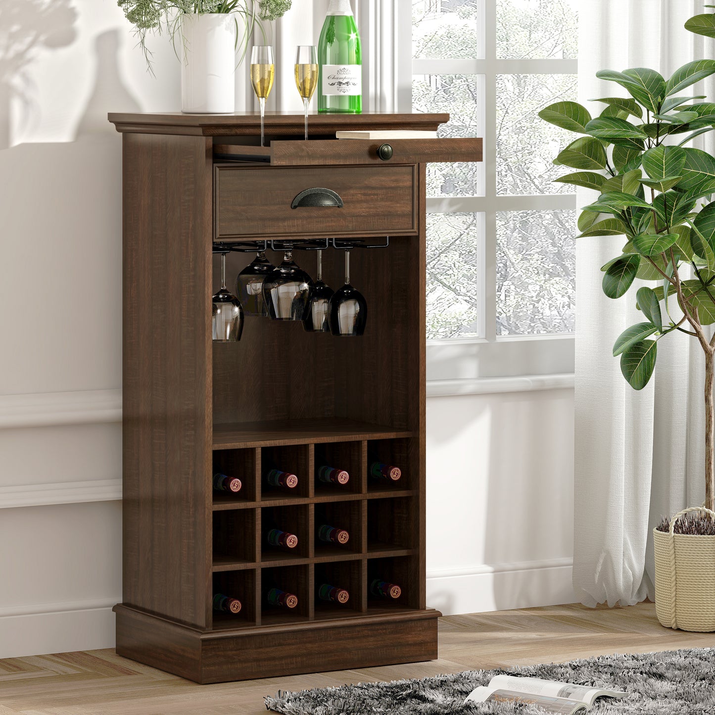 Festivo FWC23422 22" Wine Cabinet-Walnut