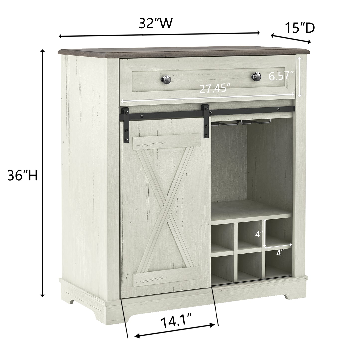 Festivo FWC23428 32" Wine Cabinet-White