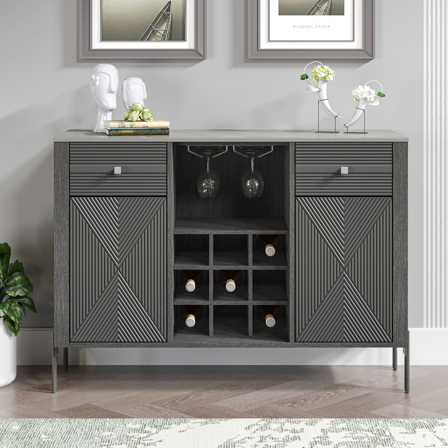 Festivo FWC23803 42" Wine Cabinet-Grey