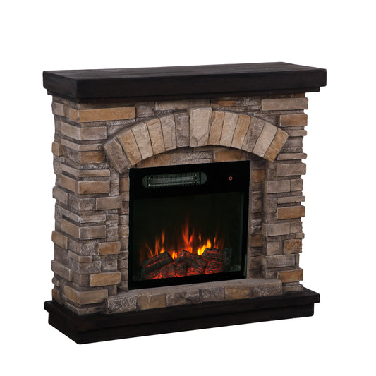 Festivo FFP20131 36" Electric Fireplace Mantel with Faux Brick-Tan