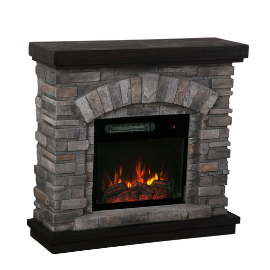 Festivo FFP20141 36" Electric Fireplace Mantel with Faux Brick-Grey